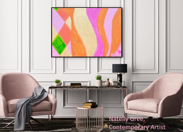 Original painting by Contemporary Artist Natelly Gree,  Spring 2, modern design, acrylic on canvas, hand painted