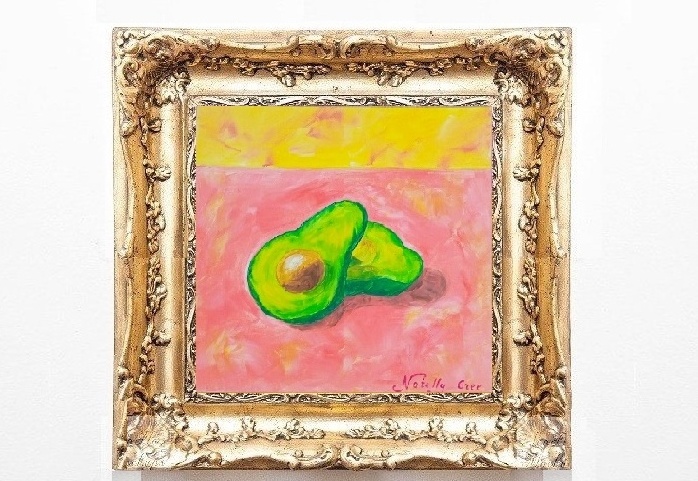 Avocado on pink, art