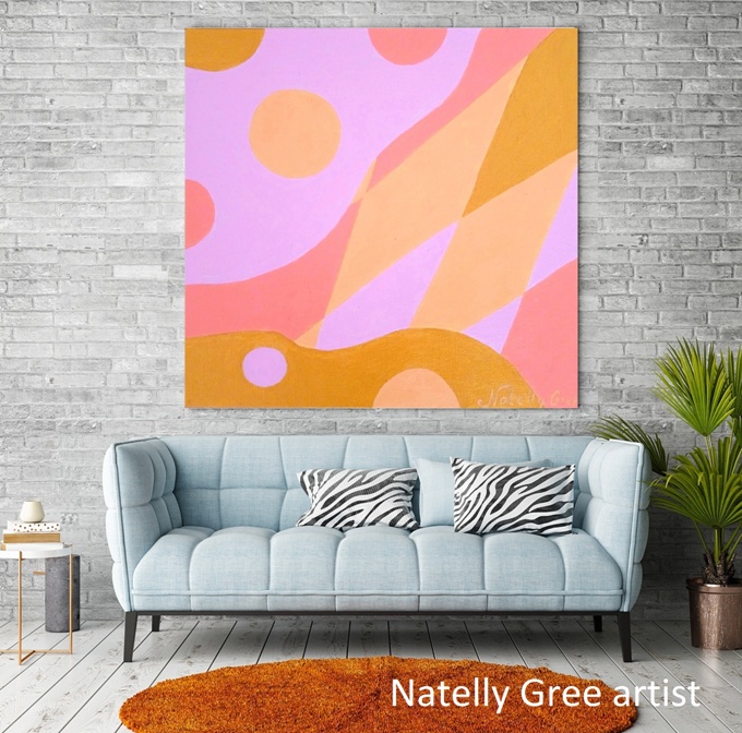 Abstract Life Original painting by Contemporary Artist Natelly Gree, acrylic on canvas, hand painted, Minimalist style