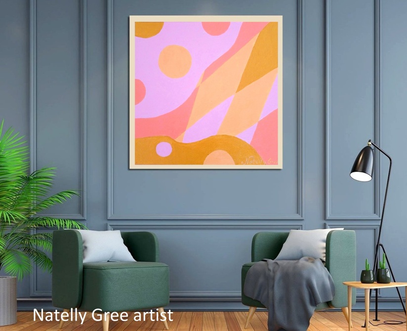 Abstract Life Original painting by Contemporary Artist Natelly Gree, acrylic on canvas, hand painted, Minimalist style