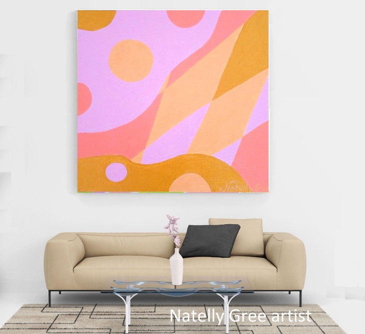 Abstract Life Original painting by Contemporary Artist Natelly Gree, acrylic on canvas, hand painted, Minimalist style