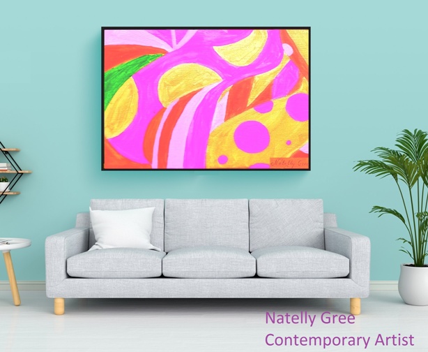 Spring 3 Original painting by Contemporary Artist Natelly Gree, acrylic on canvas, hand painted, Minimalist style