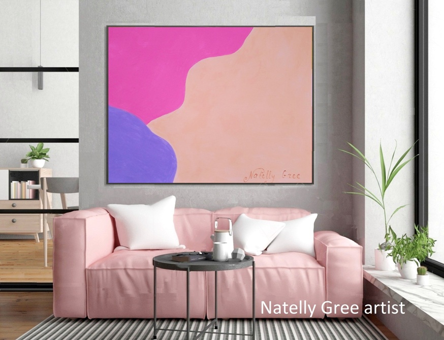 Colorful Life Original painting by Contemporary Artist Natelly Gree Extra Large Wall Decor hand painted Minimalist style Painting