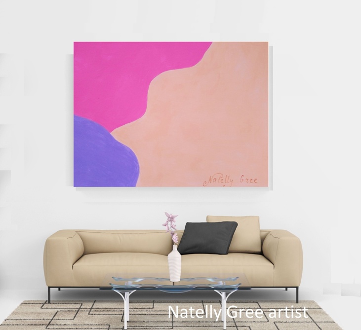 Colorful Life Original painting by Contemporary Artist Natelly Gree Extra Large Wall Decor hand painted Minimalist style Painting