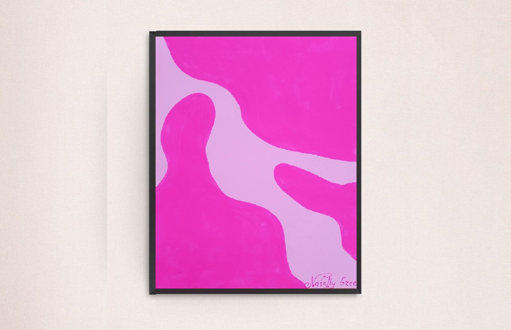 Pink Flexibility Original painting by Contemporary Artist Natelly Gree, acrylic on canvas, hand painted, Minimalist style