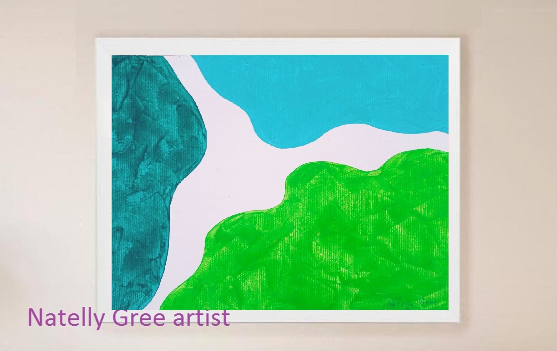 Green Flexibility Art Large Painting by Contemporary Artist Natelly Gree Extra Large Wall Decor hand painted Minimalist Painting