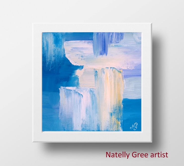 Blue Abstract Painting Oil Artwork canvas by Contemporary Artist Natelly Gree hand painted Minimalist Oil Painting