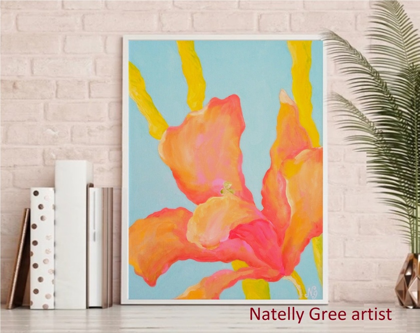 Flower Oil Painting Floral Original art Natelly Gree Canvas Painting