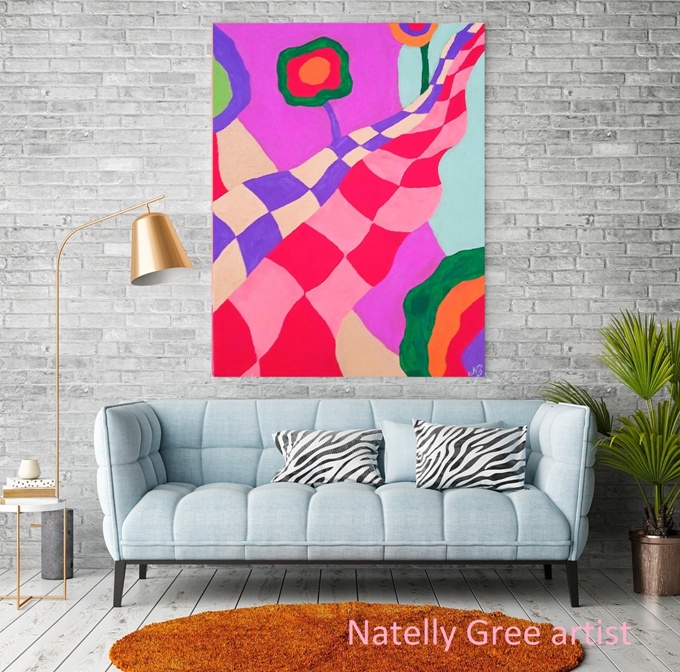 Abstract Colorful Painting Oil Canvas Natelly Gree Original Artwork