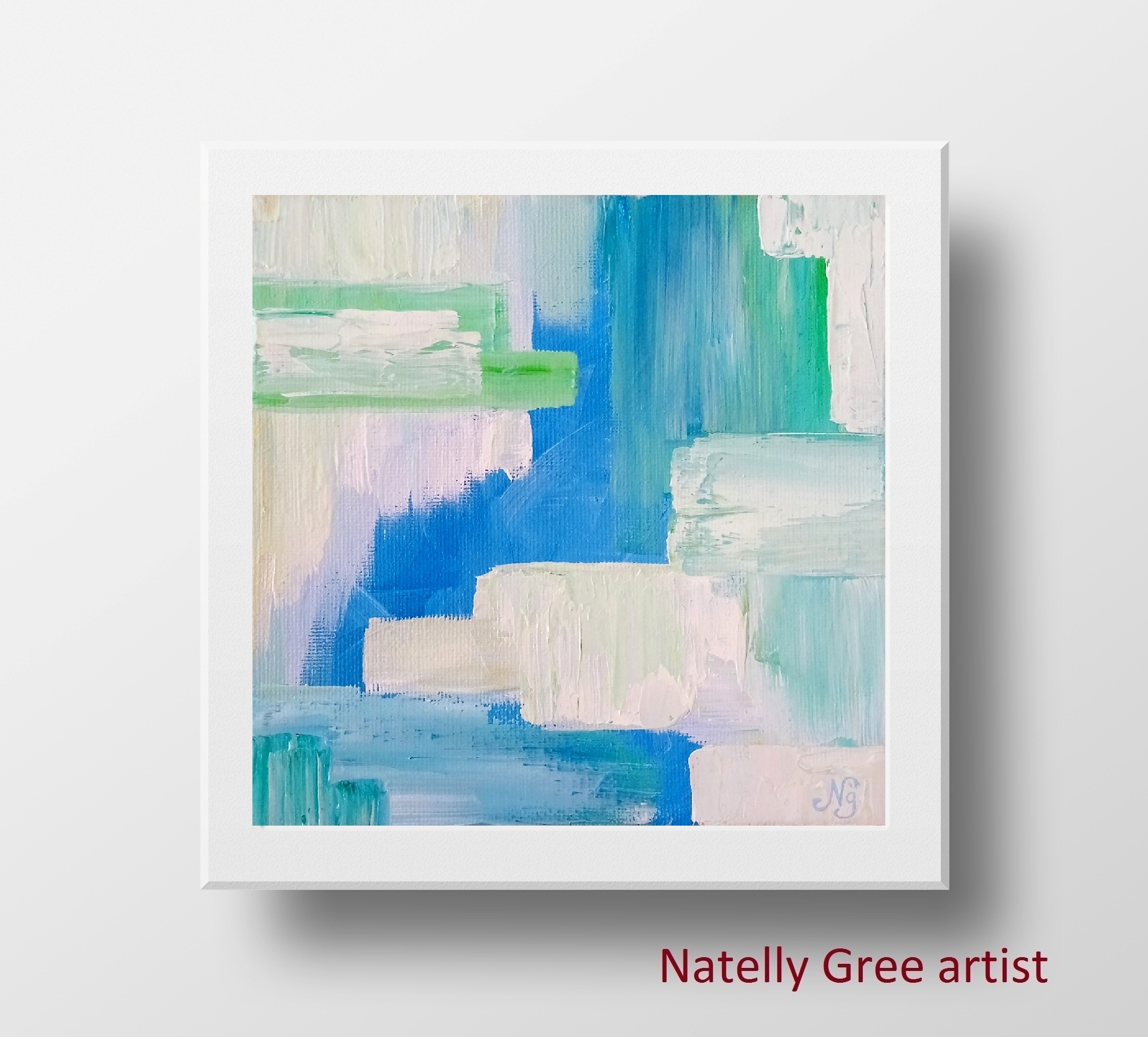 Blue Abstract Textured Art Painting Oil canvas by Contemporary Artist Natelly Gree