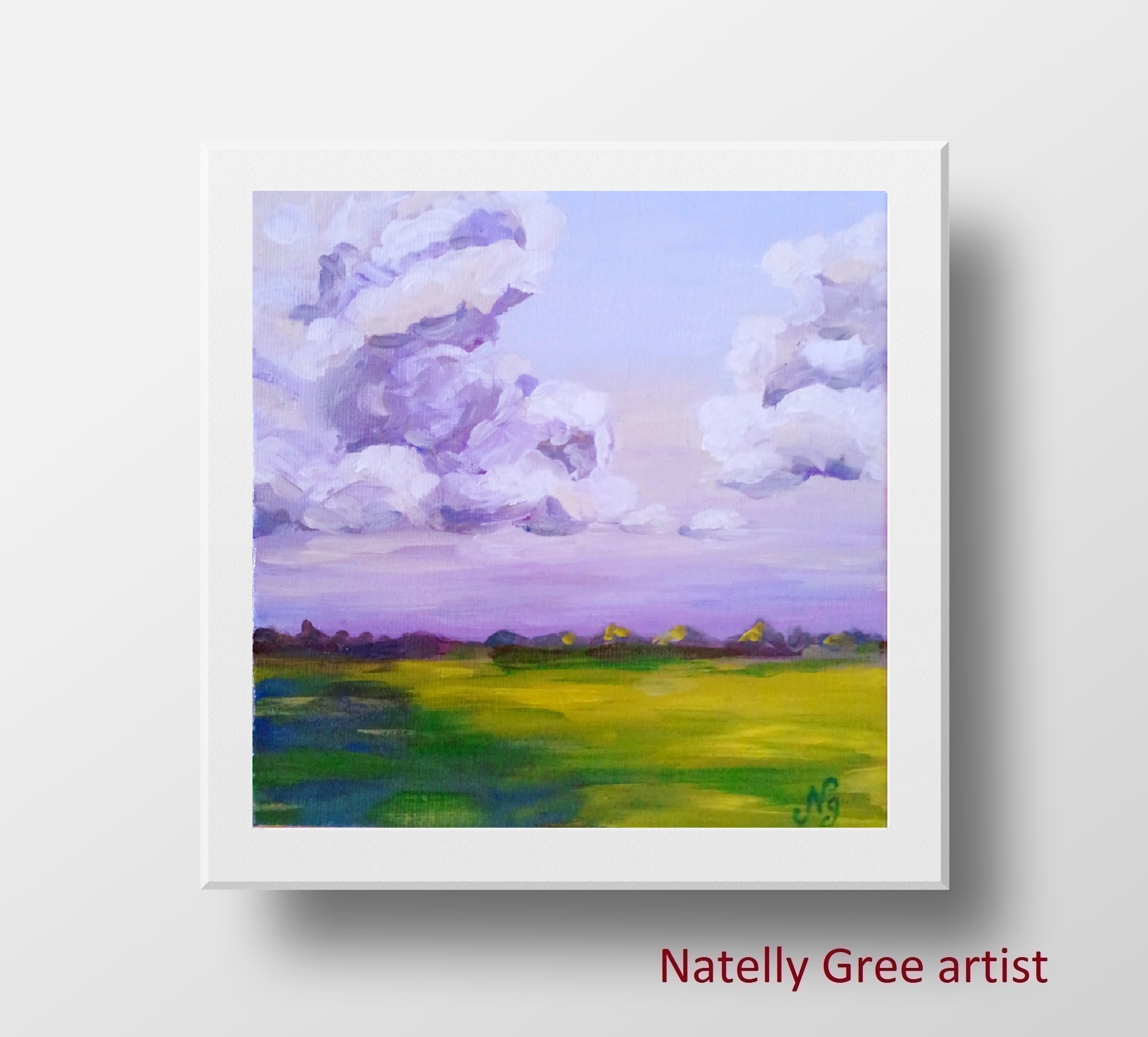 Clouds Oil Painting Landscape Original Art Canvas Painting Natelly Gree