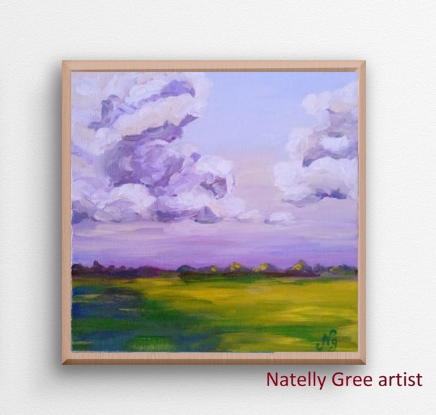 Clouds Oil Painting Landscape Original Art Canvas Painting Natelly Gree