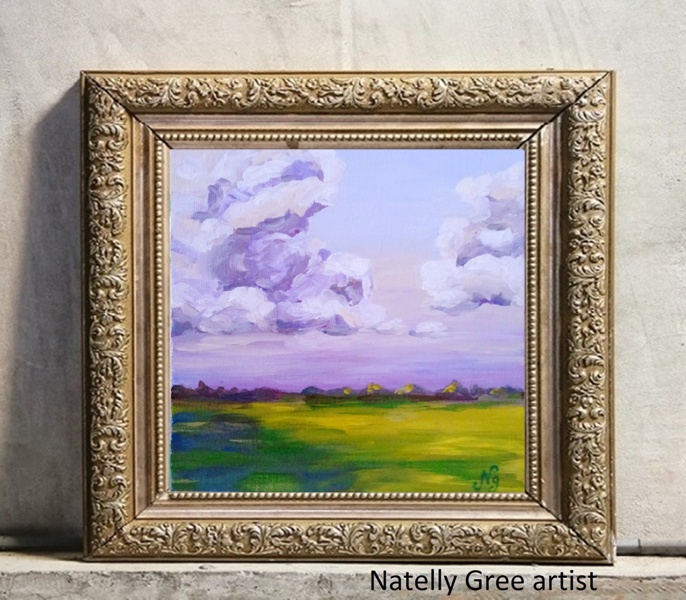 Clouds Oil Painting Landscape Original Art Canvas Painting Natelly Gree