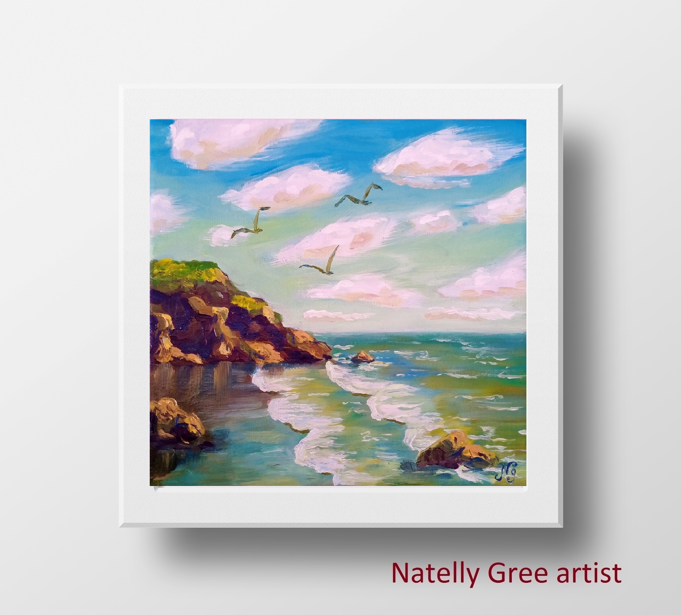 Seascape Oil Painting Sea Original Art Canvas Painting Natelly Gree