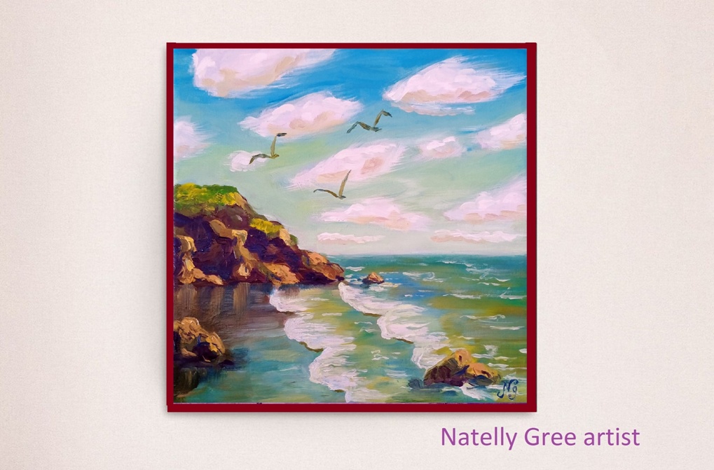 Seascape Oil Painting Sea Original Art Canvas Painting Natelly Gree