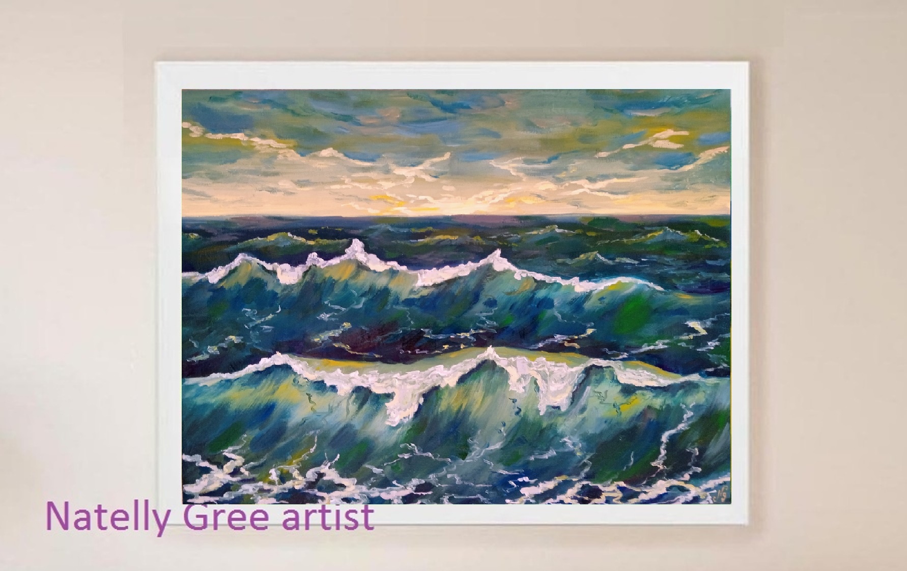 Sea Waves Seascape Oil Painting Original Art Canvas Painting Natelly Gree