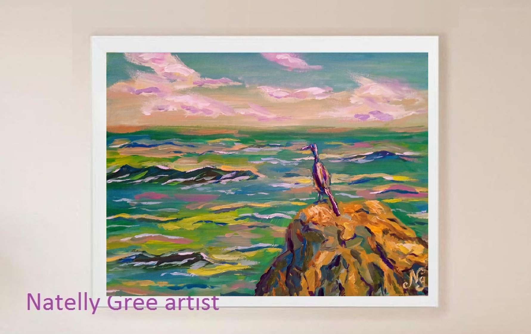 Sea Bird Rock Oil Painting Natelly Gree