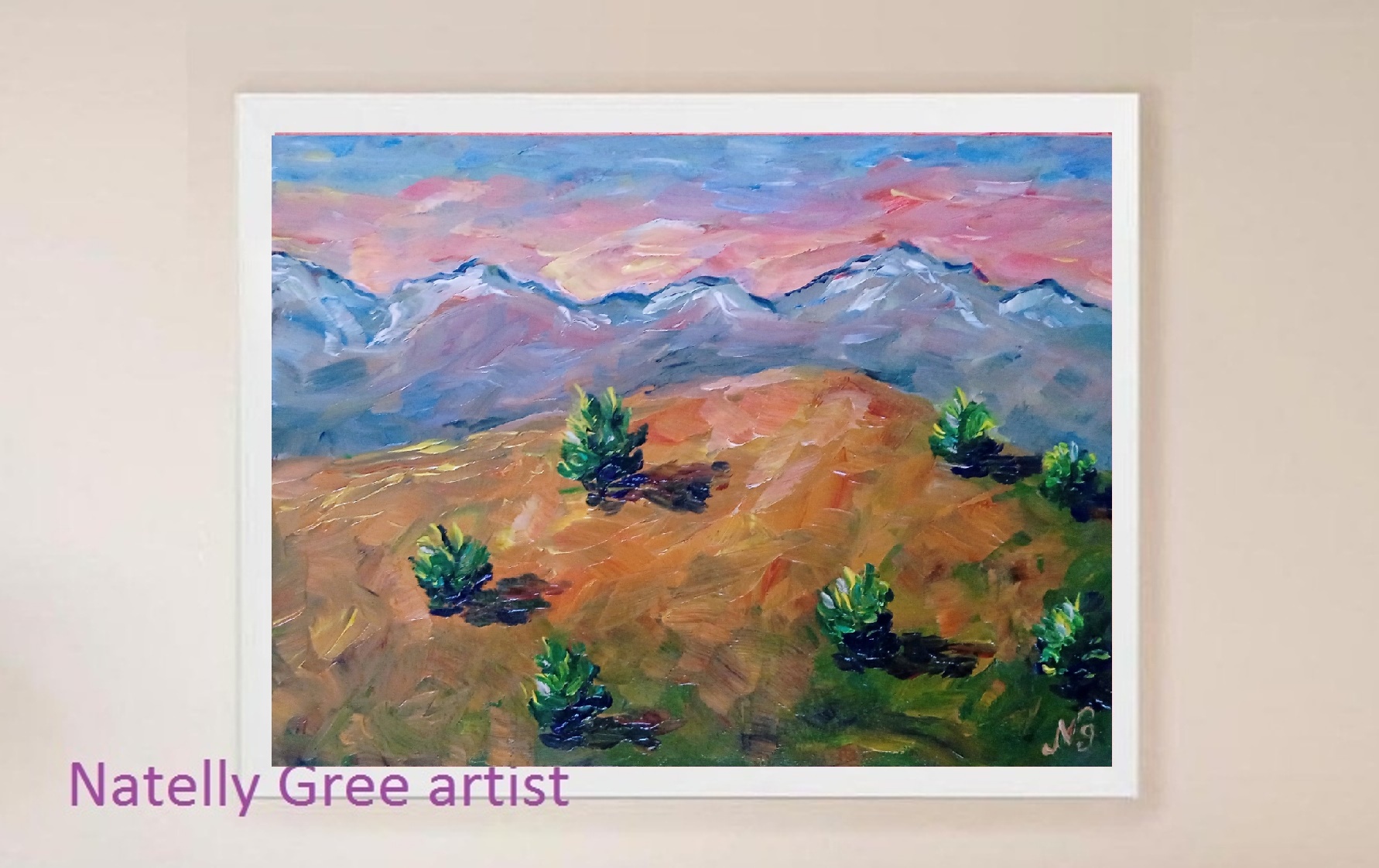 Hill Mountains Oil Painting Original Art Impressionist Fine Art Textured Painting